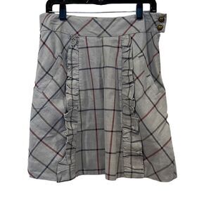 Anthropologie Plaid Gray Skirt Sz.10 NWT